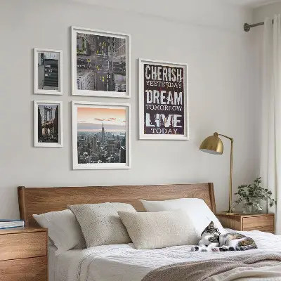 Set of 5 wall art pieces Inspiring city slogans