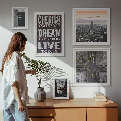 Set of 5 wall art pieces Inspiring city slogans
