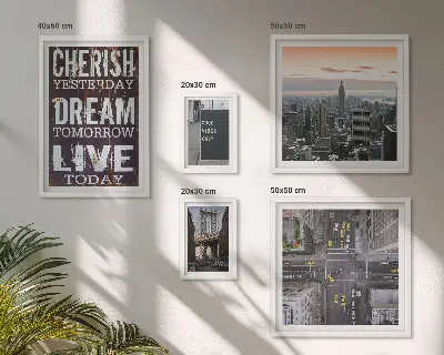 Set of 5 wall art pieces Inspiring city slogans