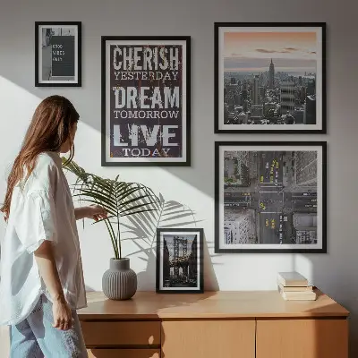 Set of 5 wall art pieces Inspiring city slogans