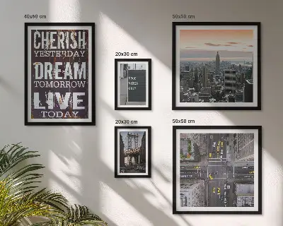 Set of 5 wall art pieces Inspiring city slogans