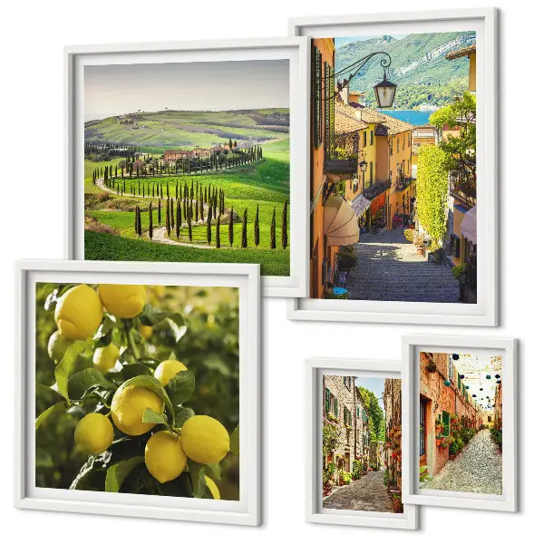 Gallery wall featuring charming Italian landscape photography