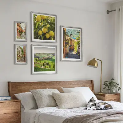 Gallery wall featuring charming Italian landscape photography