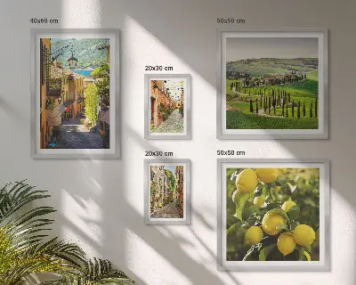 Gallery wall featuring charming Italian landscape photography