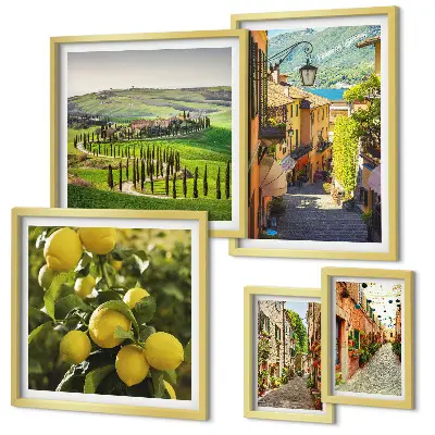 Gallery wall featuring charming Italian landscape photography