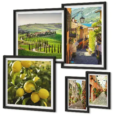 Gallery wall featuring charming Italian landscape photography