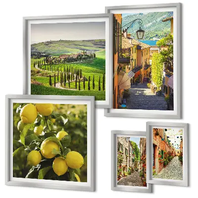Gallery wall featuring charming Italian landscape photography