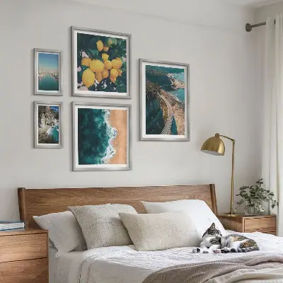 Set of 5 wall art pieces Beach landscapes citrus