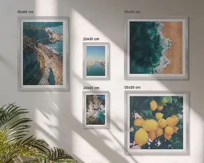Set of 5 wall art pieces Beach landscapes citrus
