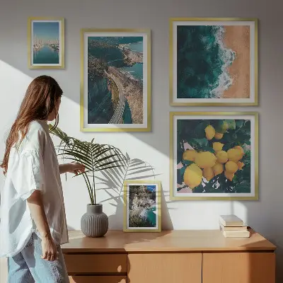 Set of 5 wall art pieces Beach landscapes citrus