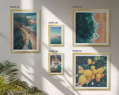 Set of 5 wall art pieces Beach landscapes citrus