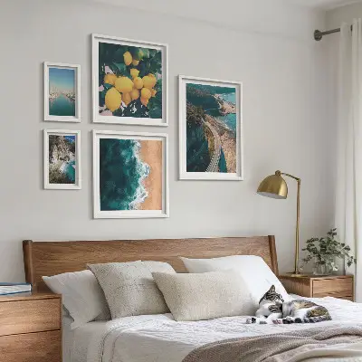 Beach landscape wall art set of 5 citrus themed pieces