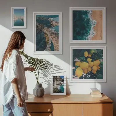 Set of 5 wall art pieces Beach landscapes citrus