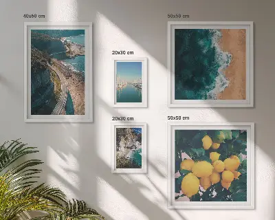 Set of 5 wall art pieces Beach landscapes citrus
