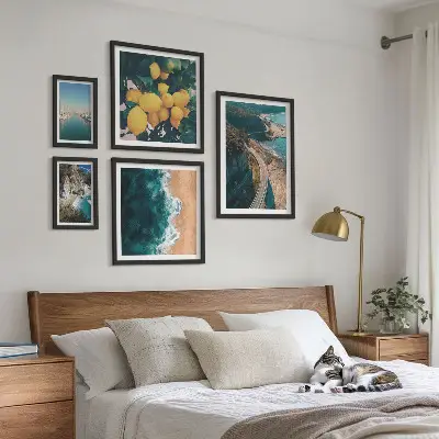 Set of 5 wall art pieces Beach landscapes citrus