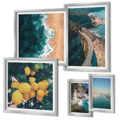 Set of 5 wall art pieces Beach landscapes citrus