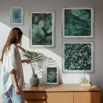 Gallery wall plant leaves succulents nature print