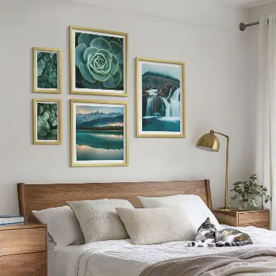 Framed photo set Green plants waterfalls nature