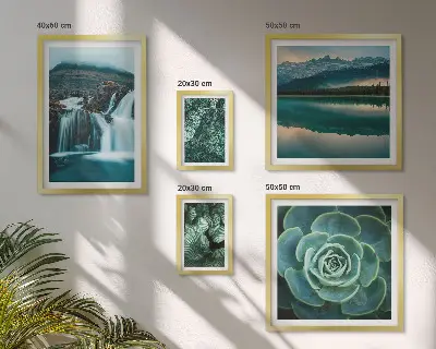 Framed photo set Green plants waterfalls nature