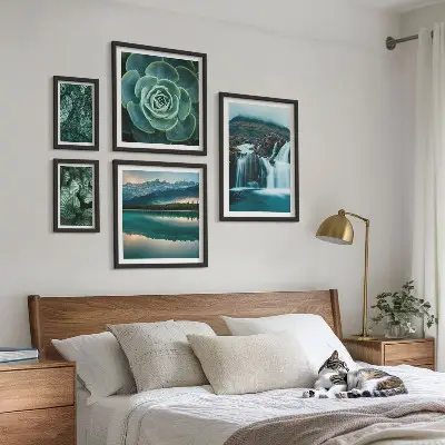 Framed photo set Green plants waterfalls nature