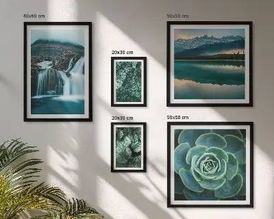 Framed photo set Green plants waterfalls nature