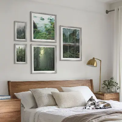 Set of 5 wall art pieces Green landscapes, forests, vegetation