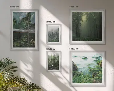 Set of 5 wall art pieces Green landscapes, forests, vegetation