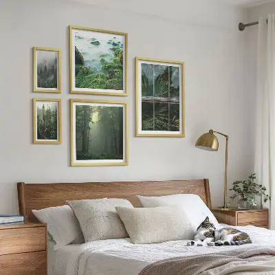 Set of 5 wall art pieces Green landscapes, forests, vegetation