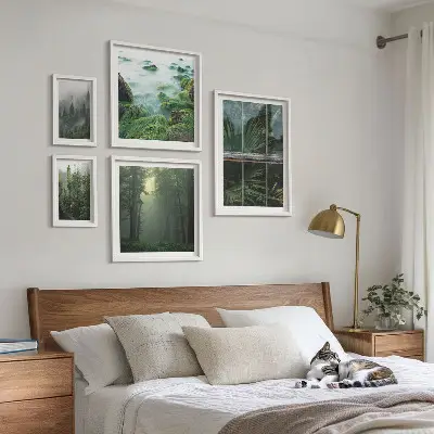Set of 5 wall art pieces Green landscapes, forests, vegetation