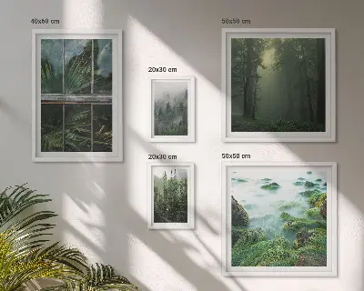 Set of 5 wall art pieces Green landscapes, forests, vegetation