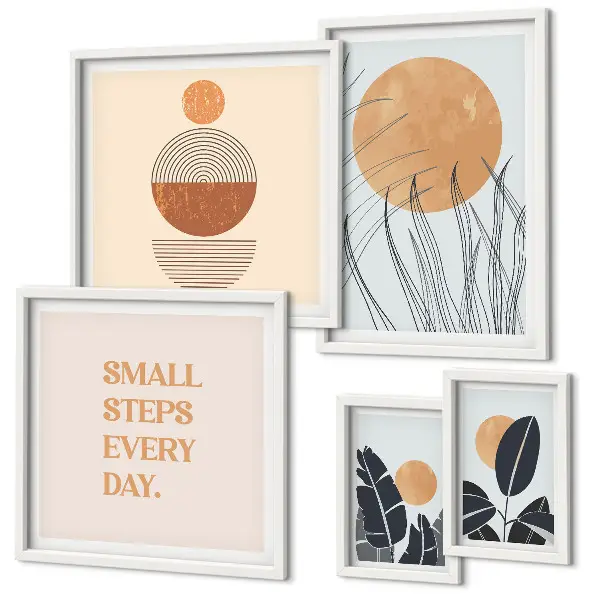 Gallery wall stylish plant graphics and slogans