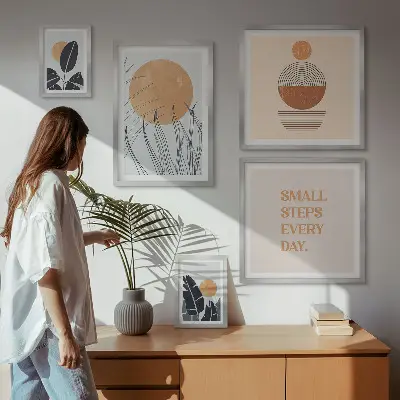 Gallery wall Stylish plant graphics slogans
