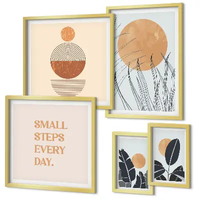 Gallery wall stylish plant graphics and slogans