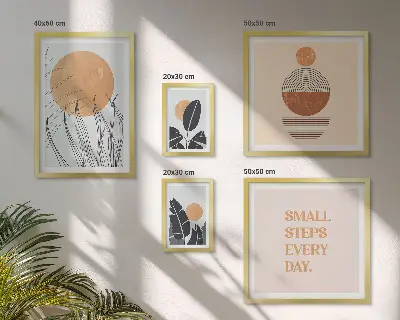 Gallery wall stylish plant graphics and slogans