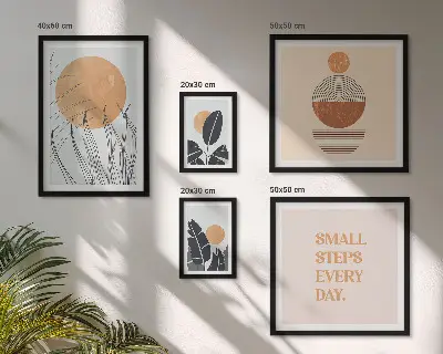 Gallery wall stylish plant graphics and slogans