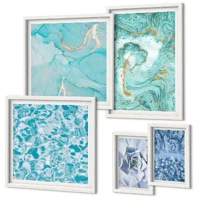 Framed photo set with stylish turquoise blue accents