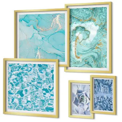 Framed photo set Stylish turquoise blue accents
