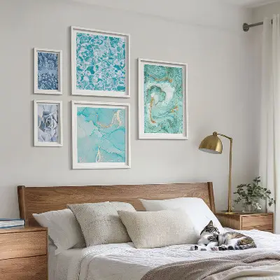 Framed photo set Stylish turquoise blue accents