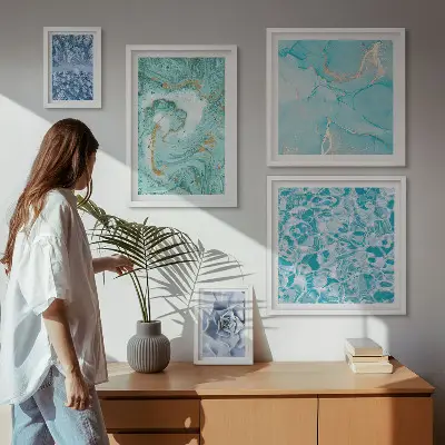 Framed photo set Stylish turquoise blue accents