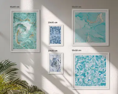 Framed photo set Stylish turquoise blue accents