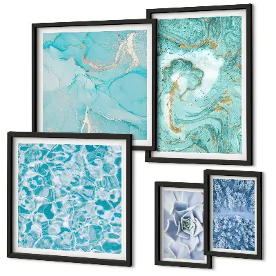 Framed photo set Stylish turquoise blue accents