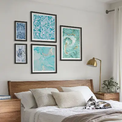 Framed photo set Stylish turquoise blue accents
