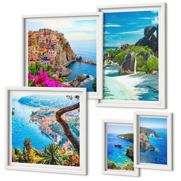 Set of 5 wall art pieces Seaside landscapes views