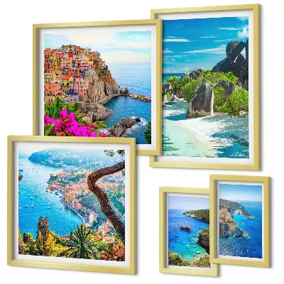 Set of 5 wall art pieces Seaside landscapes views