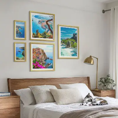 Set of 5 wall art pieces Seaside landscapes views