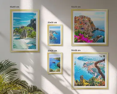 Set of 5 wall art pieces Seaside landscapes views