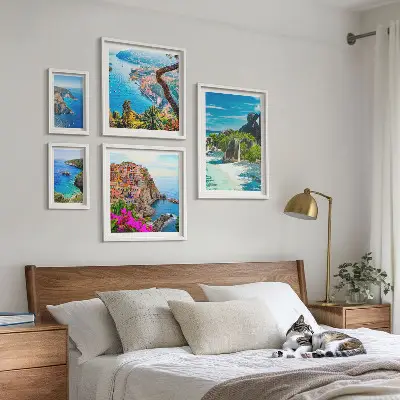 Set of 5 wall art pieces Seaside landscapes views