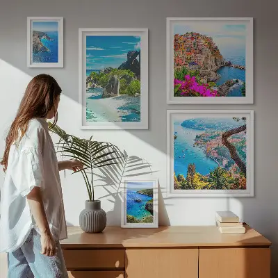 Set of 5 wall art pieces Seaside landscapes views