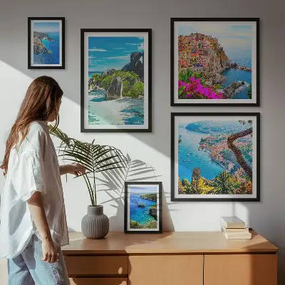 Set of 5 wall art pieces Seaside landscapes views