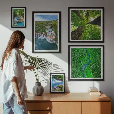 Framed photo set Waterfalls green landscapes